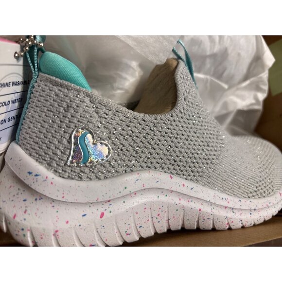 Kids' Skechers Air-Cooled Memory Foam Slip-On Shoes Sparkly‎ Gray Size 13 - Picture 1 of 11